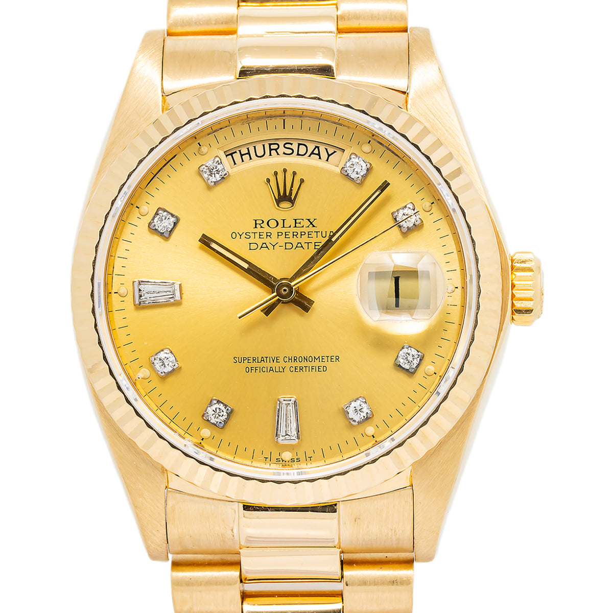 Rolex Day-Date 18038 18K YG President Diamond Dial Automatic Men's Watch 36mm