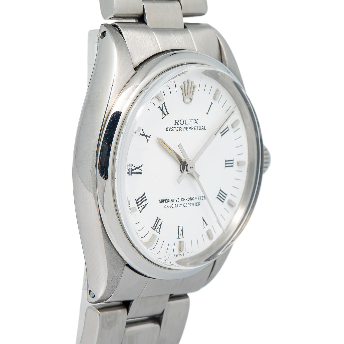 Rolex Oyster Perpetual 5500 Stainless White Roman DIal Auto Unisex Watch 34mm