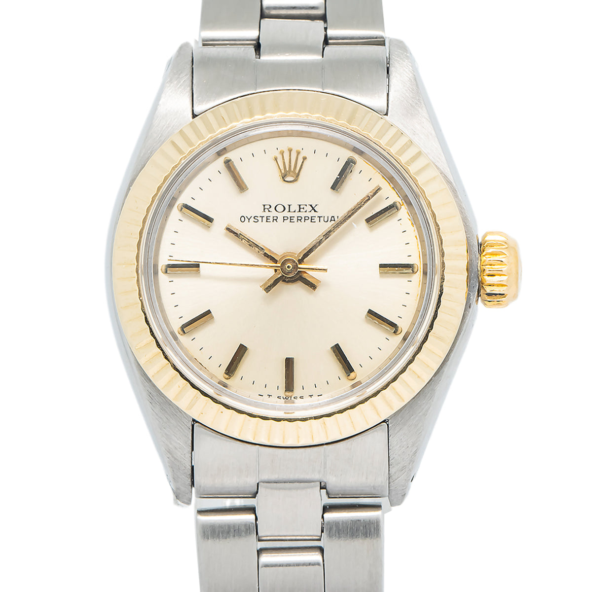 Rolex Oyster Perpetual 6719 Two Tone Silver Dial Automatic Lady's Watch 25mm