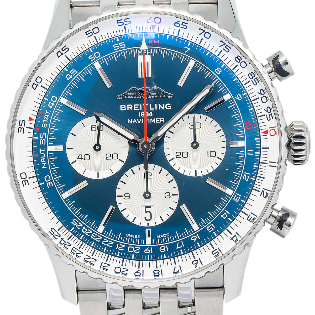 Breitling Navitimer AB0137 Chronograph SS Blue Dial Automatic Men's Watch 46mm