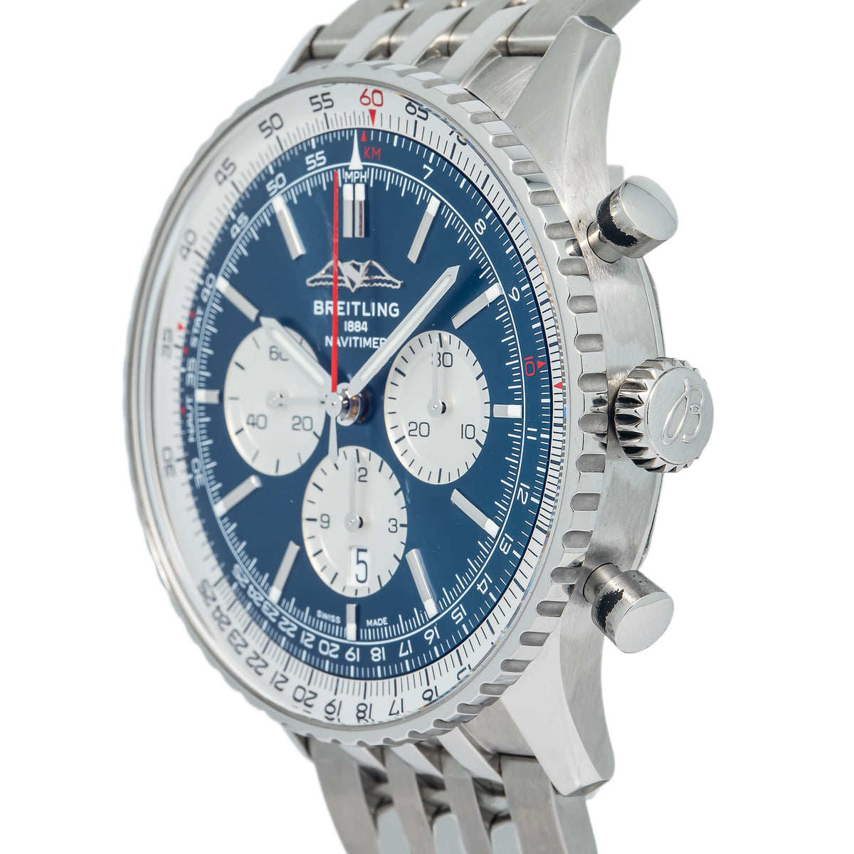 Breitling Navitimer AB0137 Chronograph SS Blue Dial Automatic Men's Watch 46mm