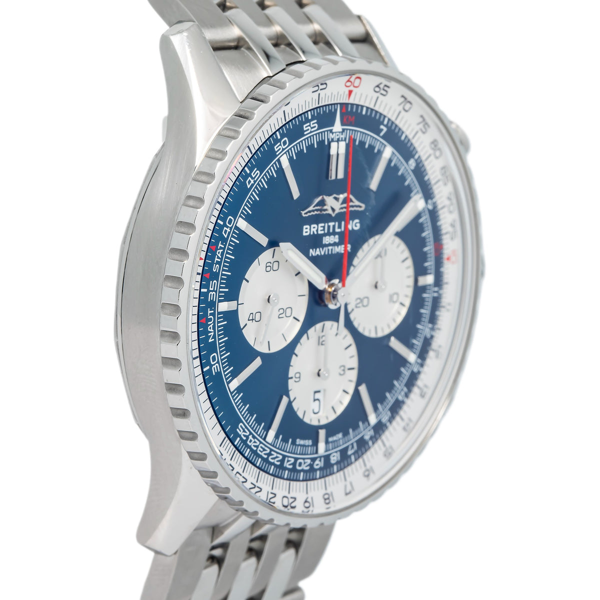 Breitling Navitimer AB0137 Chronograph SS Blue Dial Automatic Men's Watch 46mm