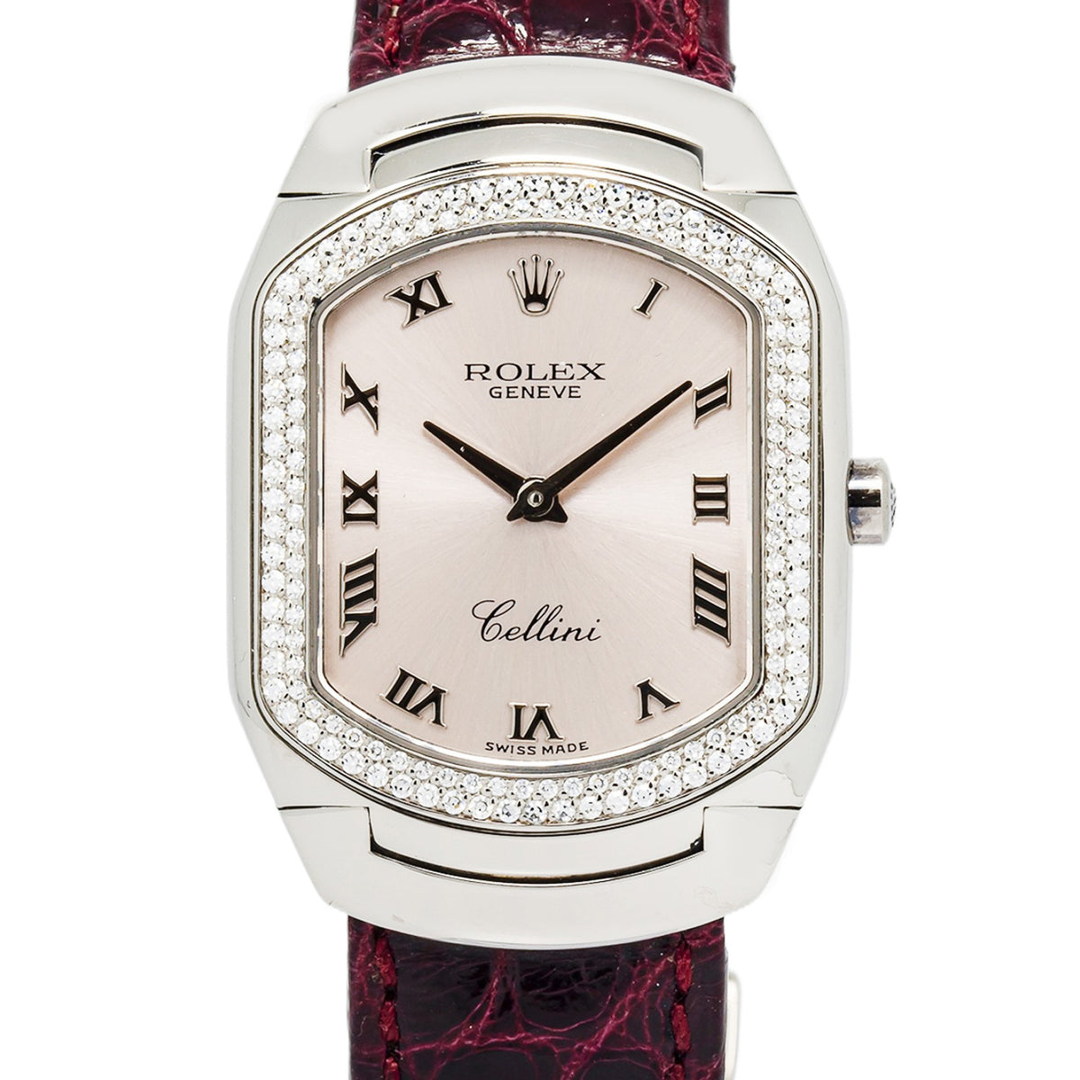 Rolex Cellini 6691 18K White Gold Diamond Bezel Pink Dial Quartz Ladies 24mm