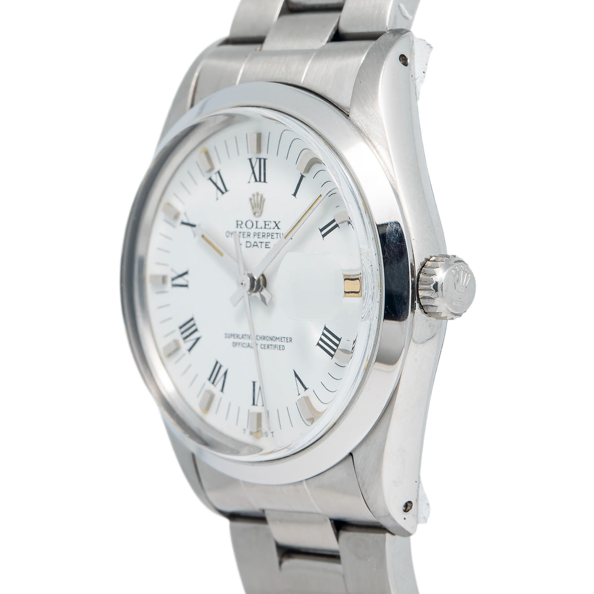 Rolex Date 15000 Stainless Steel Oyster White Dial Automatic Men's Watch 34mm