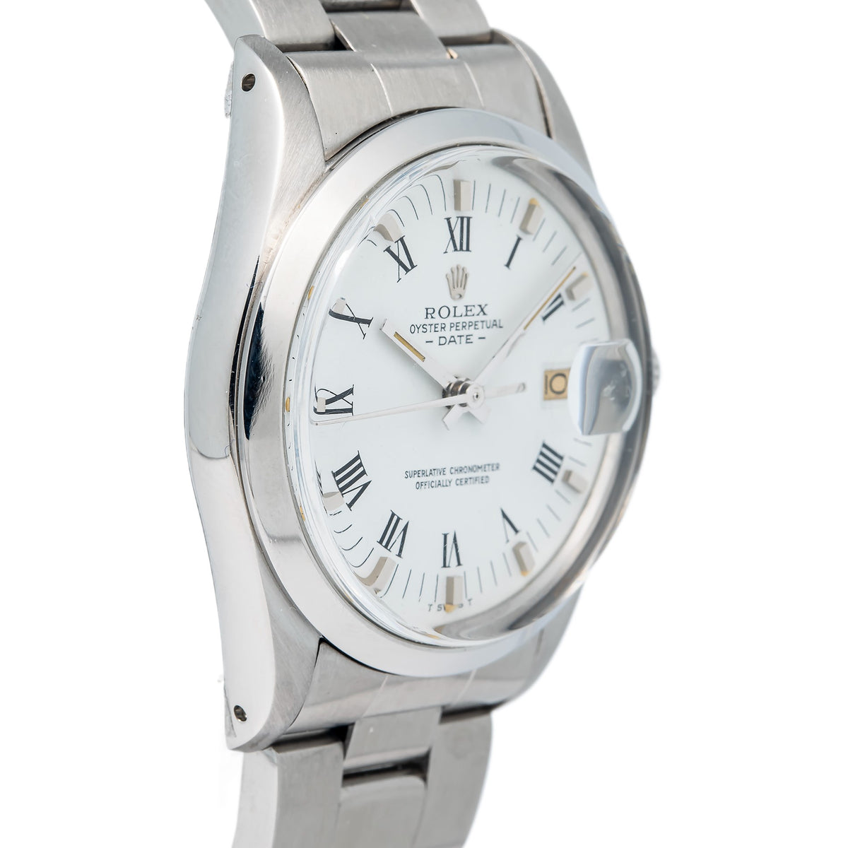 Rolex Date 15000 Stainless Steel Oyster White Dial Automatic Men's Watch 34mm