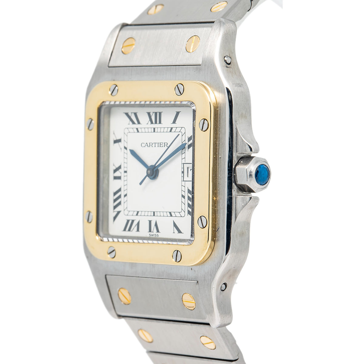 Cartier Santos 1172961 18K YG Two Tone White Dial Auto Men's Watch 29mm