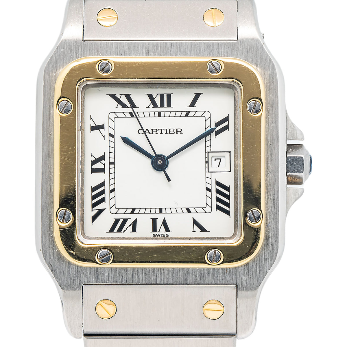 Cartier Santos 1172961 18K YG Two Tone White Dial Auto Men's Watch 29mm