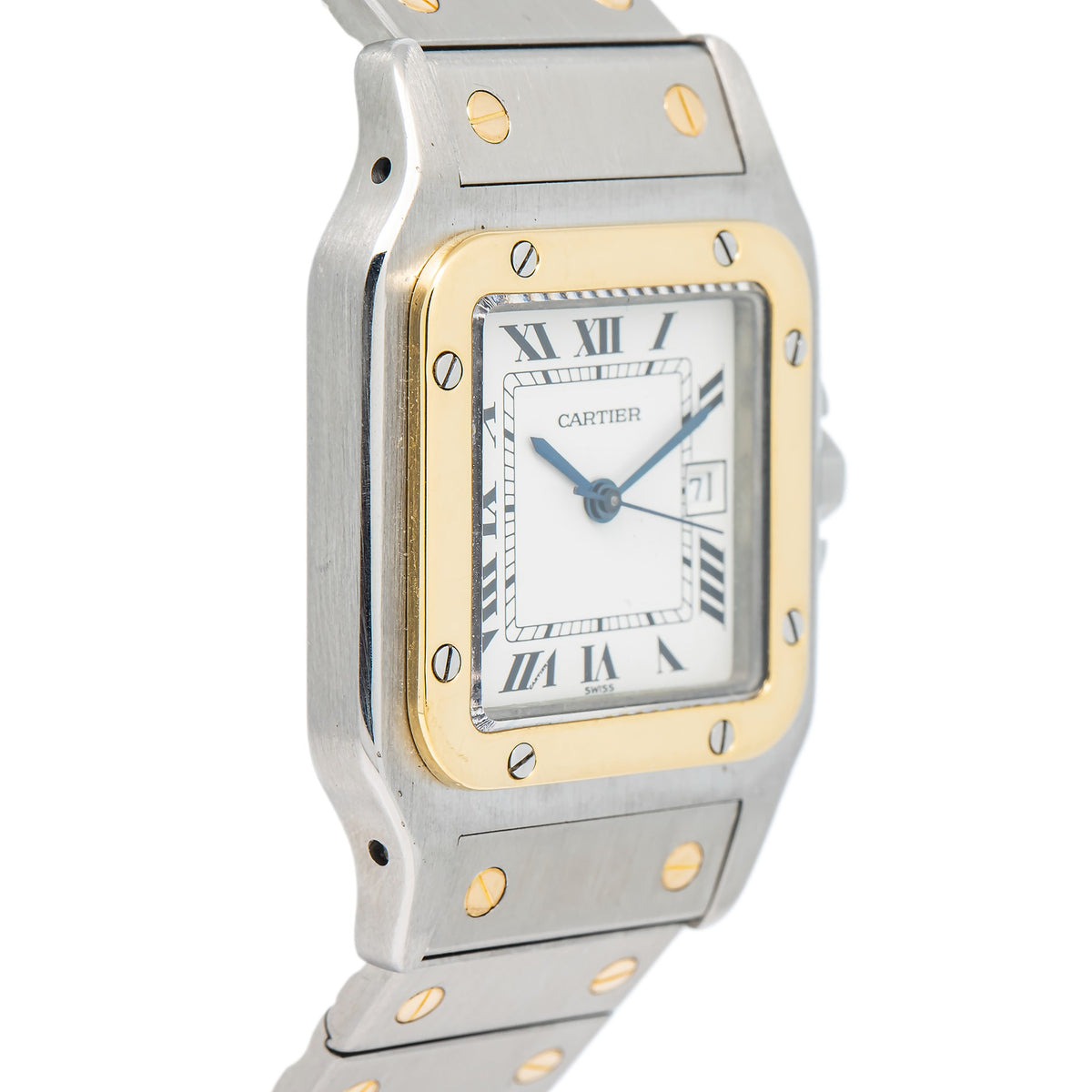 Cartier Santos 1172961 18K YG Two Tone White Dial Auto Men's Watch 29mm