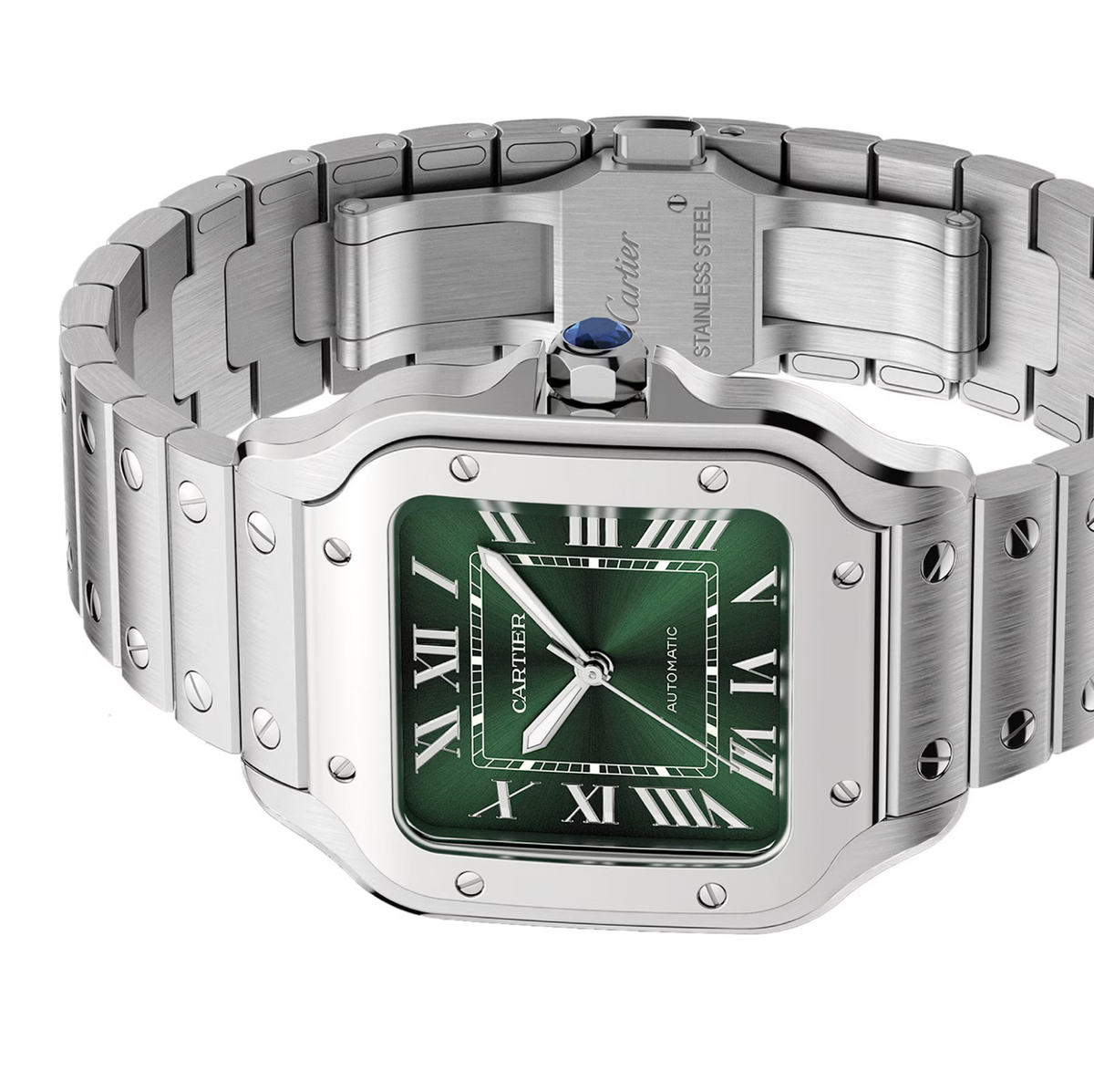 Cartier Santos Green Dial Medium Size WSSA0061 Unworn 2024