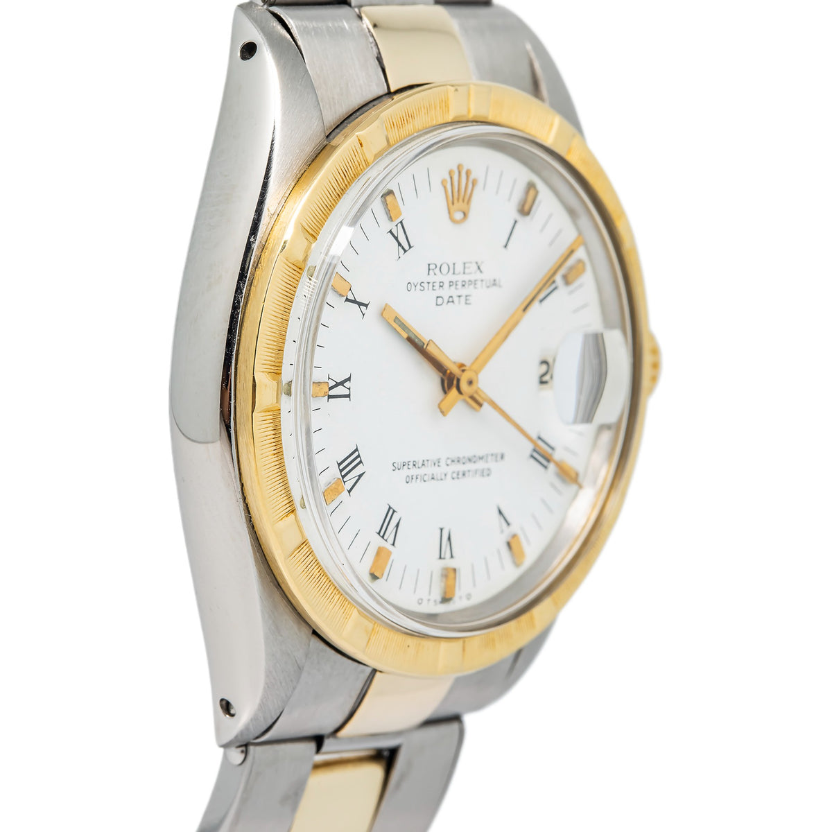 Rolex Date 1501 Oyster 18k Gold Two Tone Auto White Dial Unisex Watch 34mm