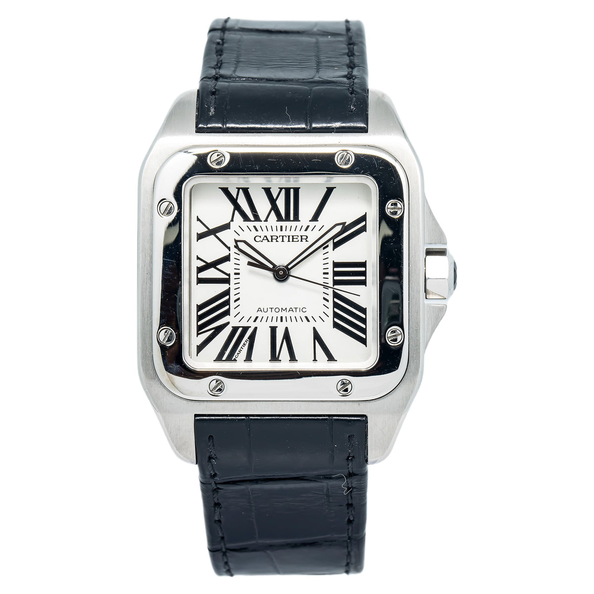 Cartier Santos 100 W20073X8 Stainless Steel White Dial Auto Men's Watch 38mm