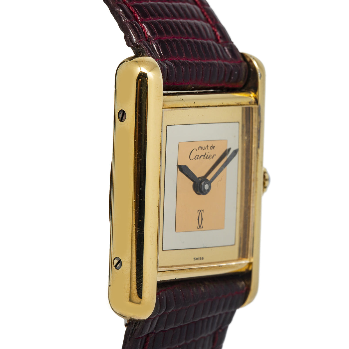 Cartier Must Tank Vermeil 590005 Quartz 18K YG Trinity Dial Lady's Watch 20x28mm