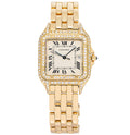 Cartier Panthere 18k Yellow Gold White Dial Diamond Quartz Ladies Watch 27mm