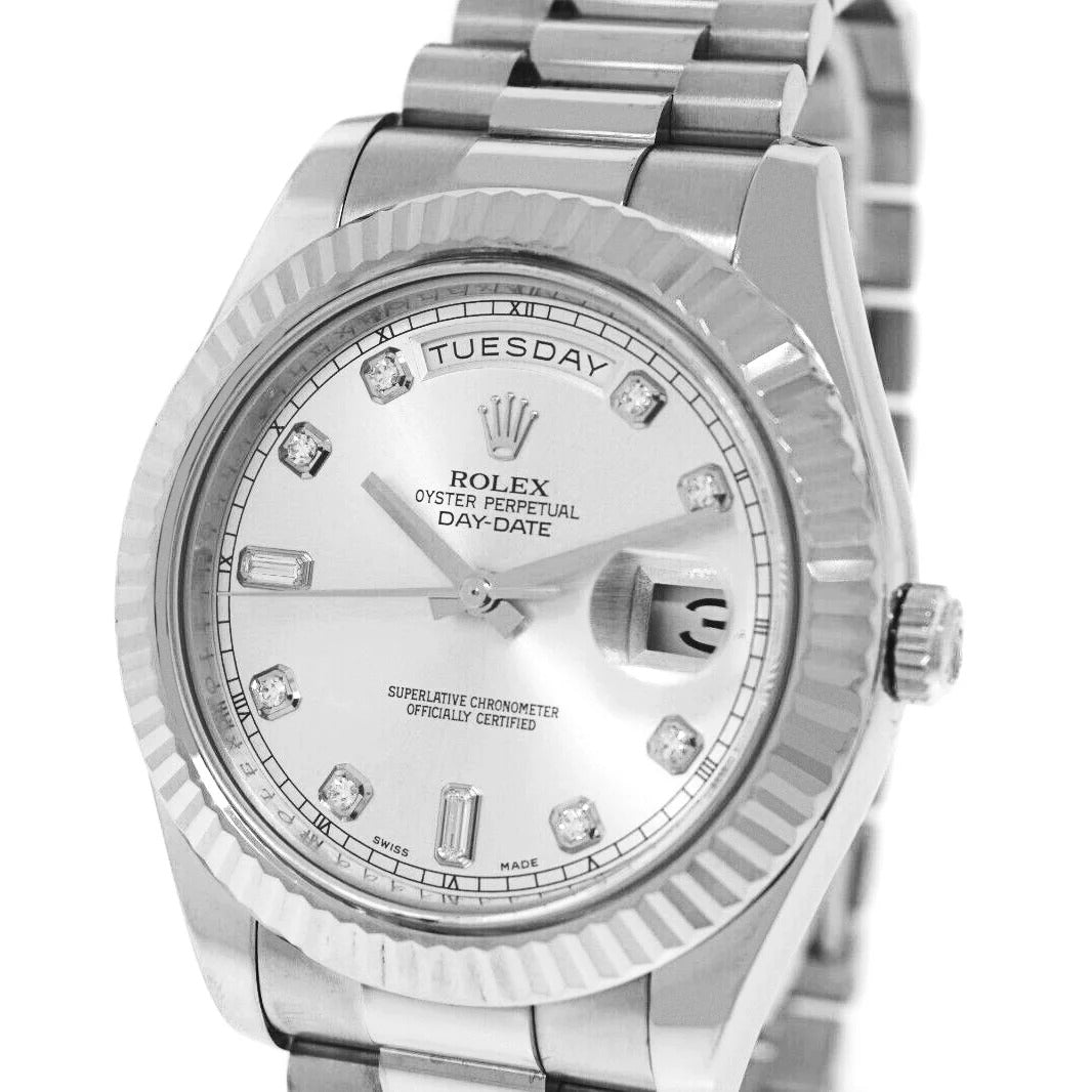 Rolex Day Date 218239 2019 MOP w/card SS President Silver Dial with Diamond Inde