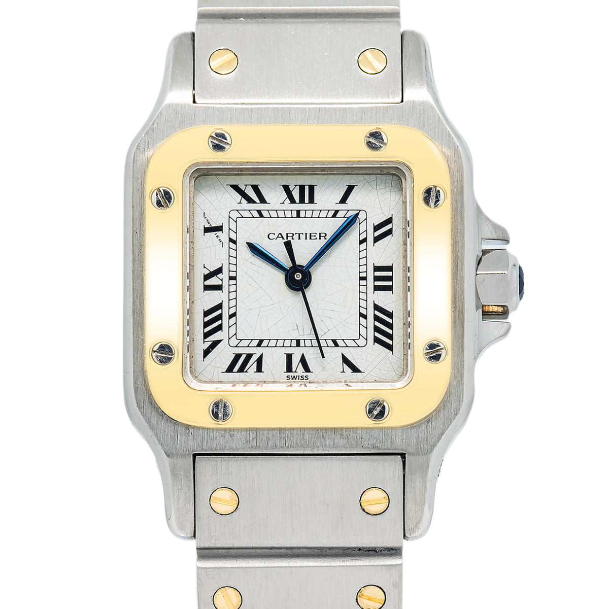 Cartier Santos 99247 18K Two Tone Yellow Gold White Dial Auto Lady's Watch 24mm