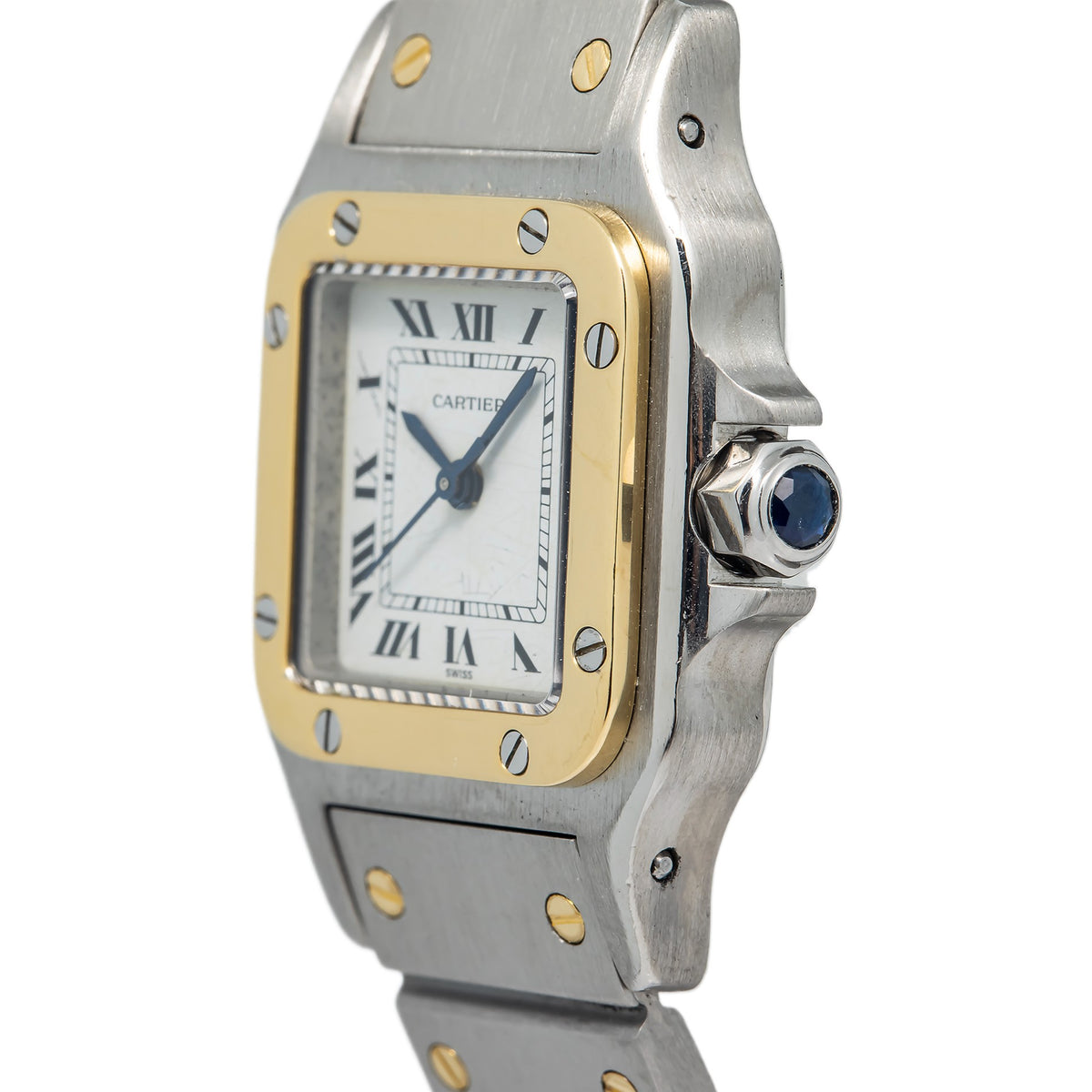 Cartier Santos 99247 18K Two Tone Yellow Gold White Dial Auto Lady's Watch 24mm