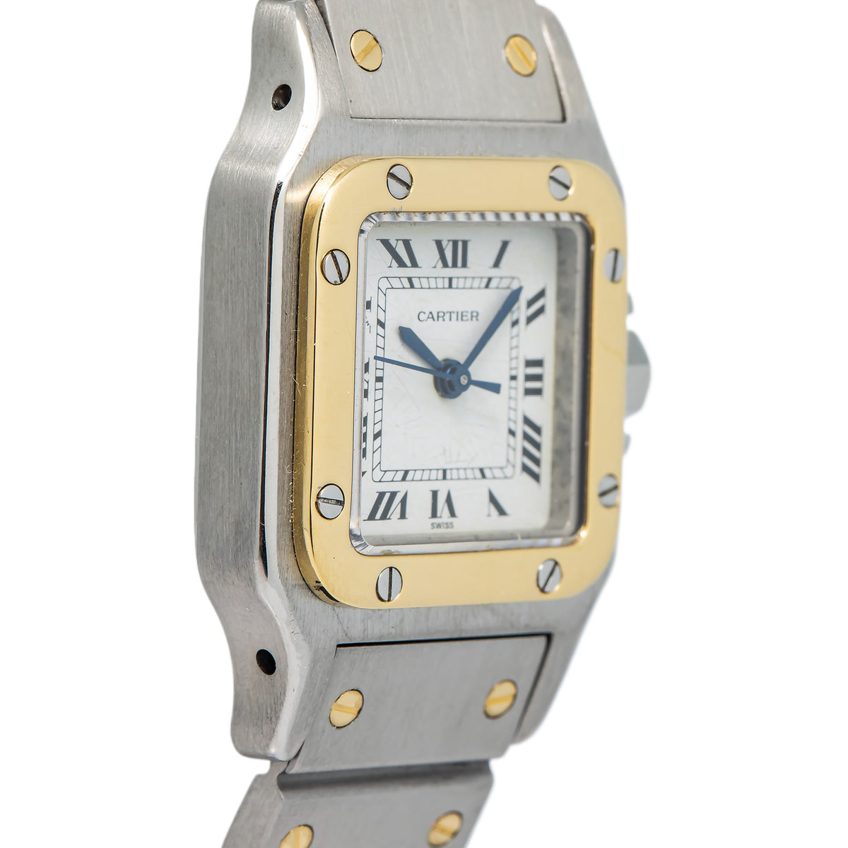 Cartier Santos 99247 18K Two Tone Yellow Gold White Dial Auto Lady's Watch 24mm