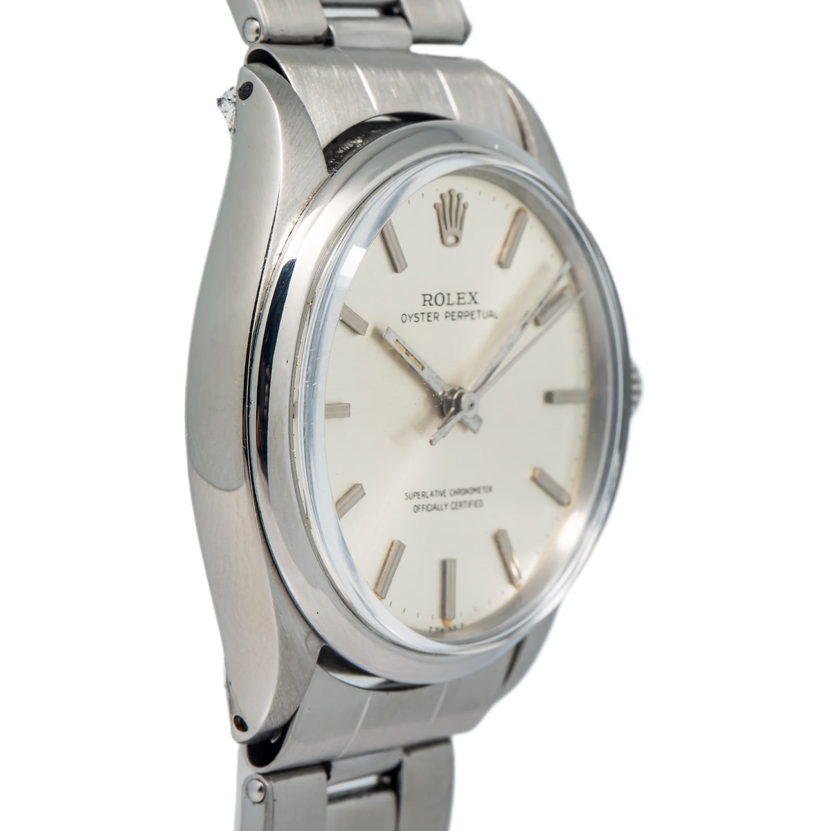 Rolex Oyster Perpetual 1002 Stainless Ivory Silver Auto Unisex Watch 34mm