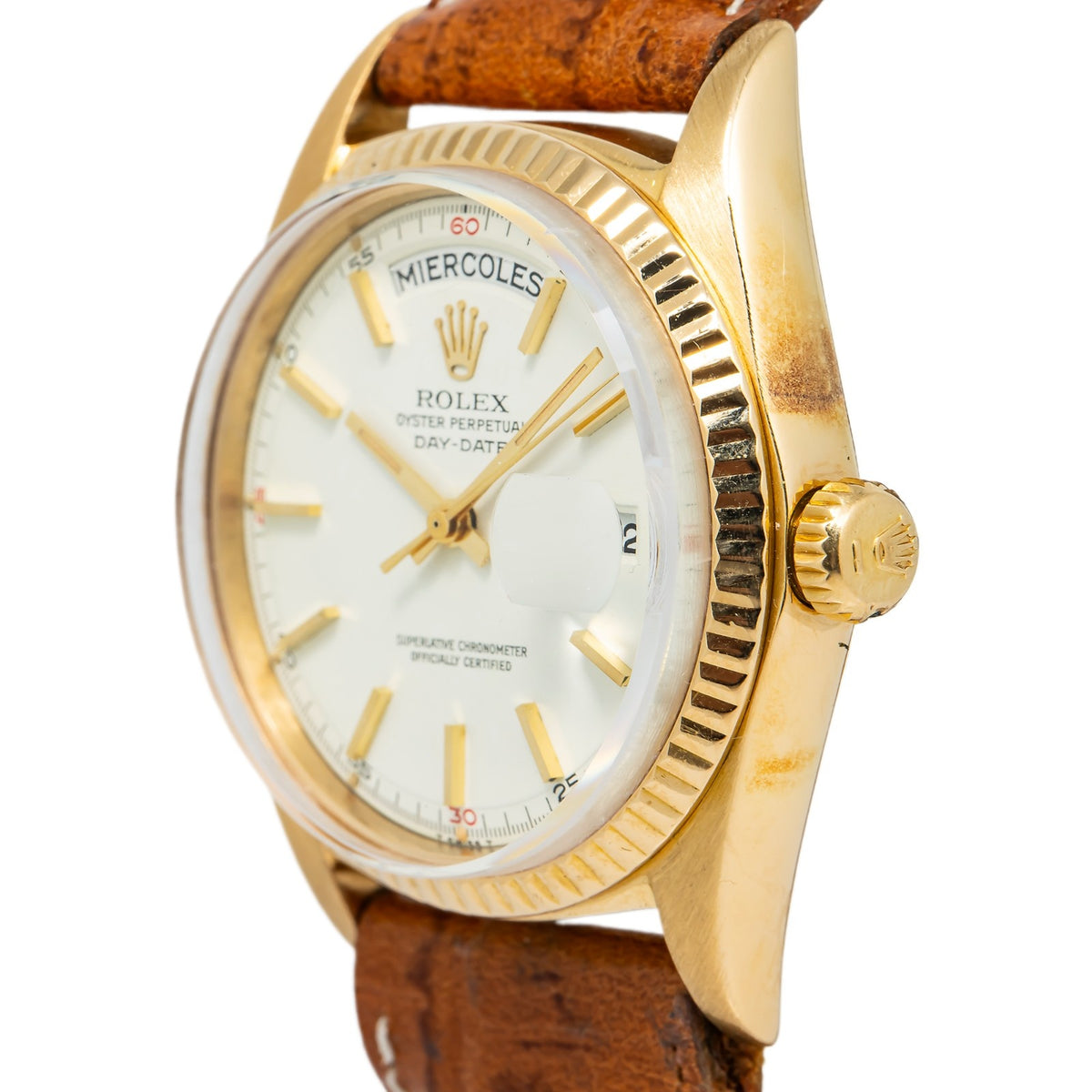 Rolex Day-Date 1803 18k Gold President Red Quarters Dial Watch 34mm