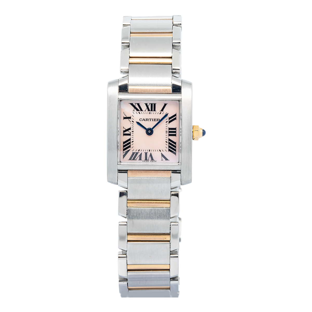 Cartier Tank Francaise W51027Q4 Rose Gold Two Tone MOP Dial Quartz Ladies 20mm