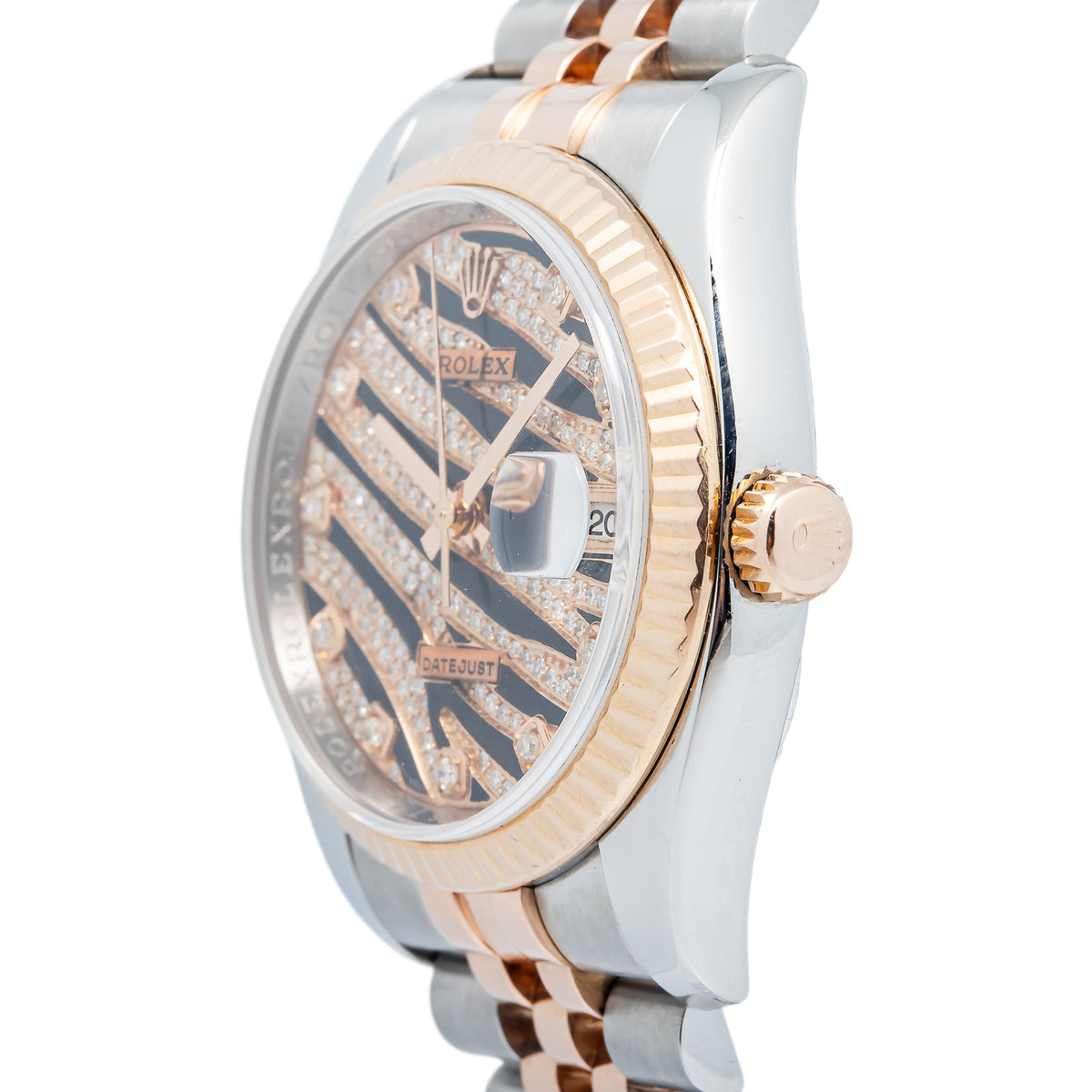 Rolex Datejust 116231 MINT Jubilee Two Tone Rose Diamond Zebra Dial Unisex 36mm