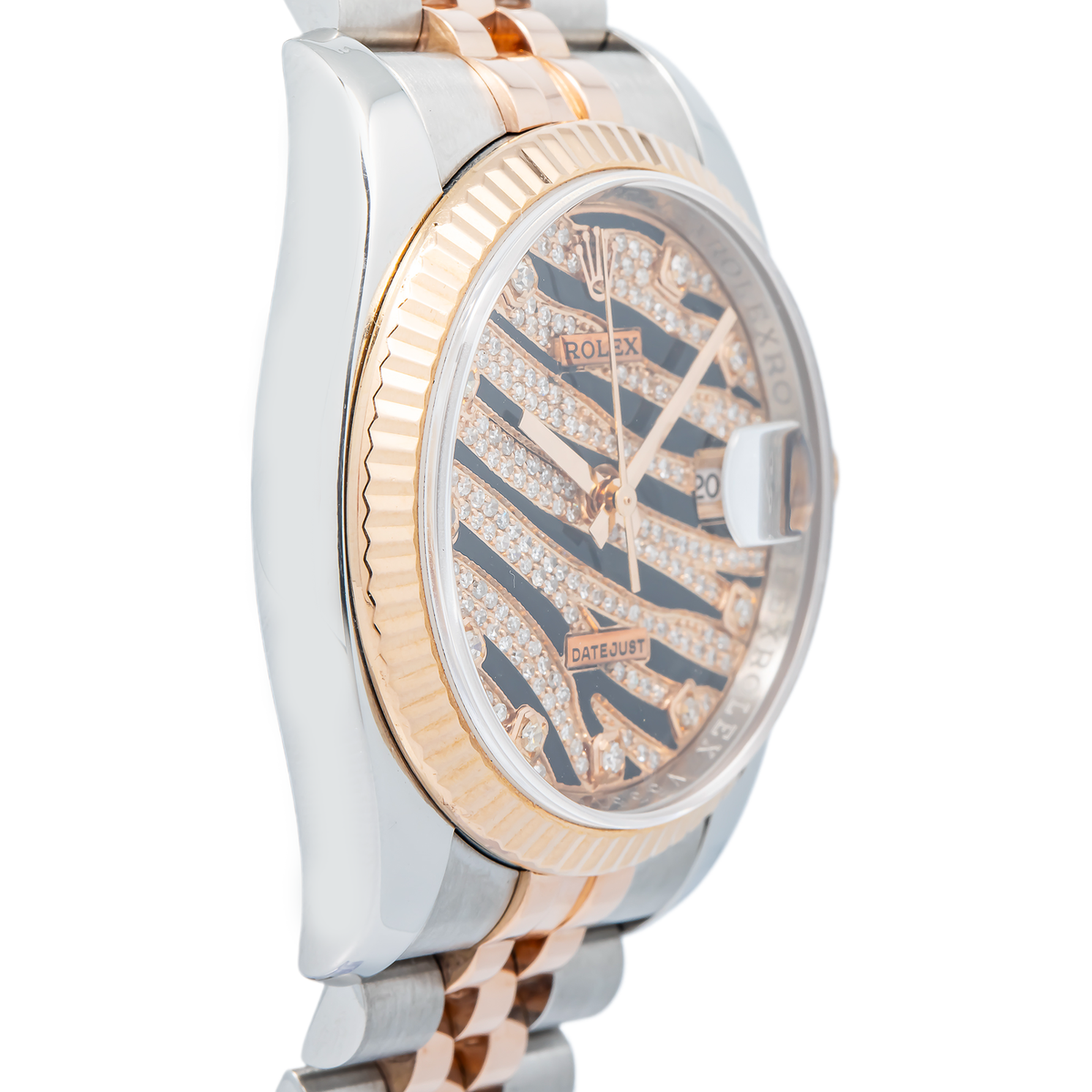 Rolex Datejust 116231 MINT Jubilee Two Tone Rose Diamond Zebra Dial Unisex 36mm