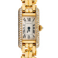 Cartier Tank Allongee 1190 W15007K3 White Dial 18k Factory Diamond Lady 14x28mm