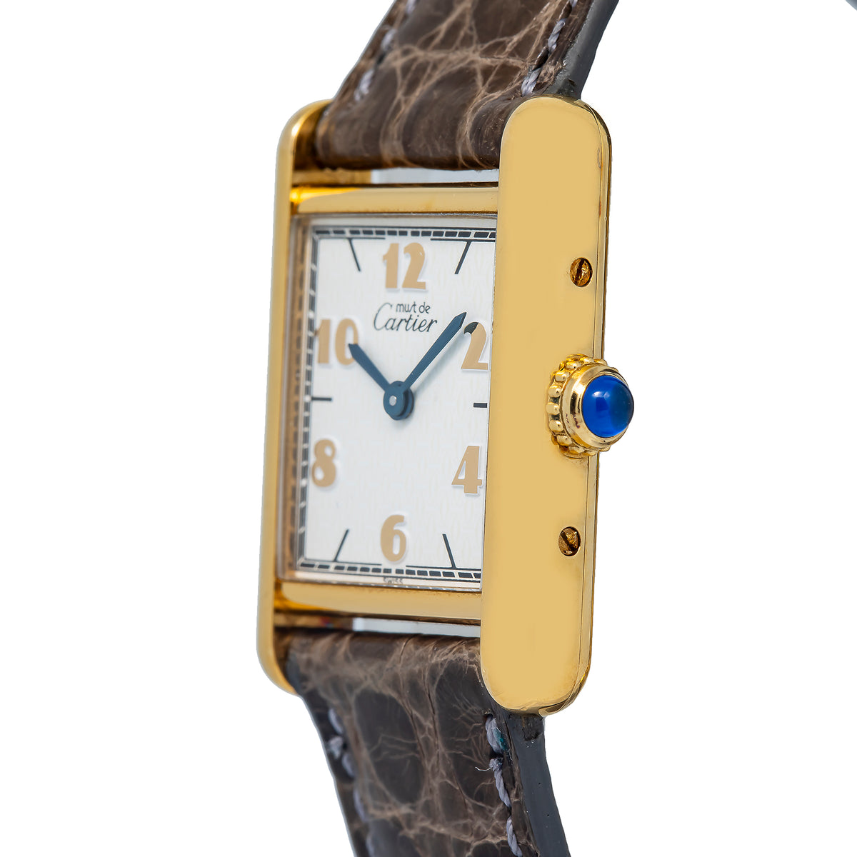 Cartier Vermeil Tank W1008354 Quartz Gold Plated Silver Women's Watch 20x28mm