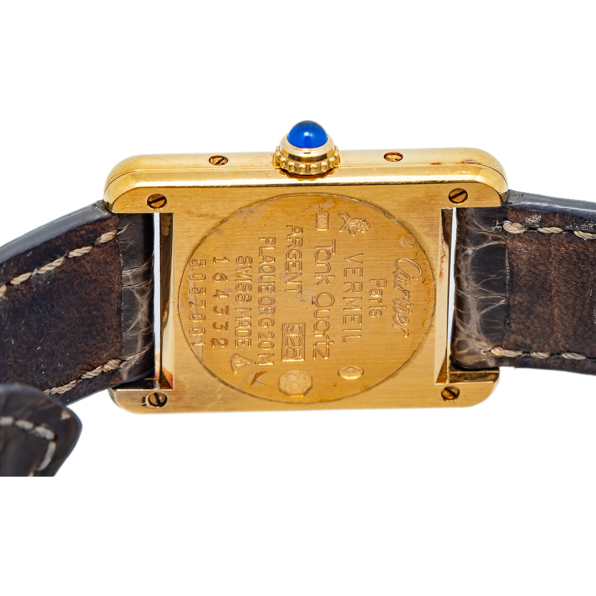 Cartier Vermeil Tank W1008354 Quartz Gold Plated Silver Women's Watch 20x28mm