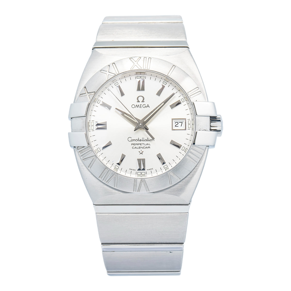 Omega Constellation Perpetual Calendar 1513.30.00 SS Silver Dial Mens Watch 38mm