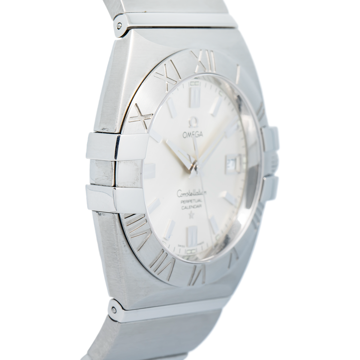 Omega Constellation Perpetual Calendar 1513.30.00 SS Silver Dial Mens Watch 38mm