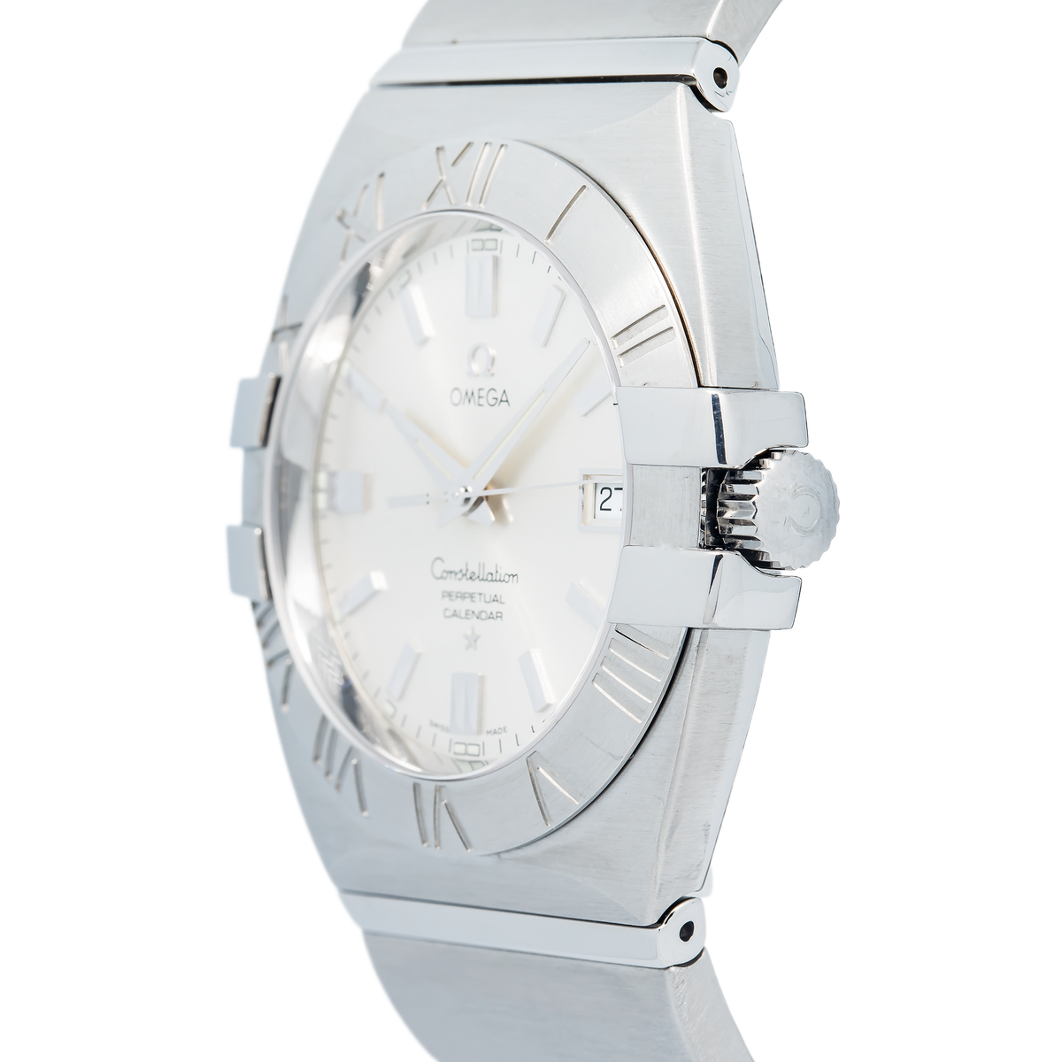 Omega Constellation Perpetual Calendar 1513.30.00 SS Silver Dial Mens Watch 38mm