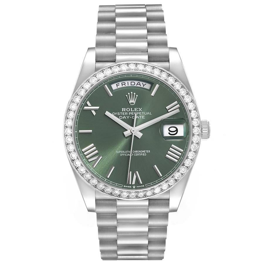 Rolex Day-Date 228349 Complete MINT 2024 Olive Green Dial Mens Watch 40mm