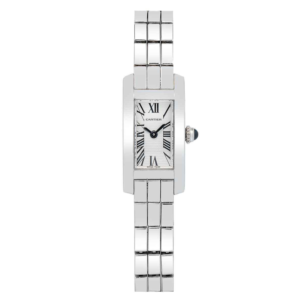 Cartier Laniere Allongee W15364W3 QUARTZ 18k White Gold Silver Dial Women's 15mm