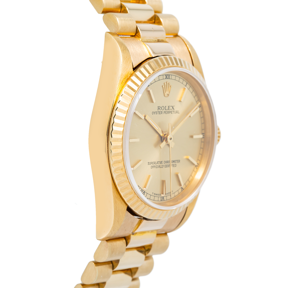 Rolex Oyster Perpetual 67518 Auto Yellow Gold Champagne Dial Midsize watch 31mm
