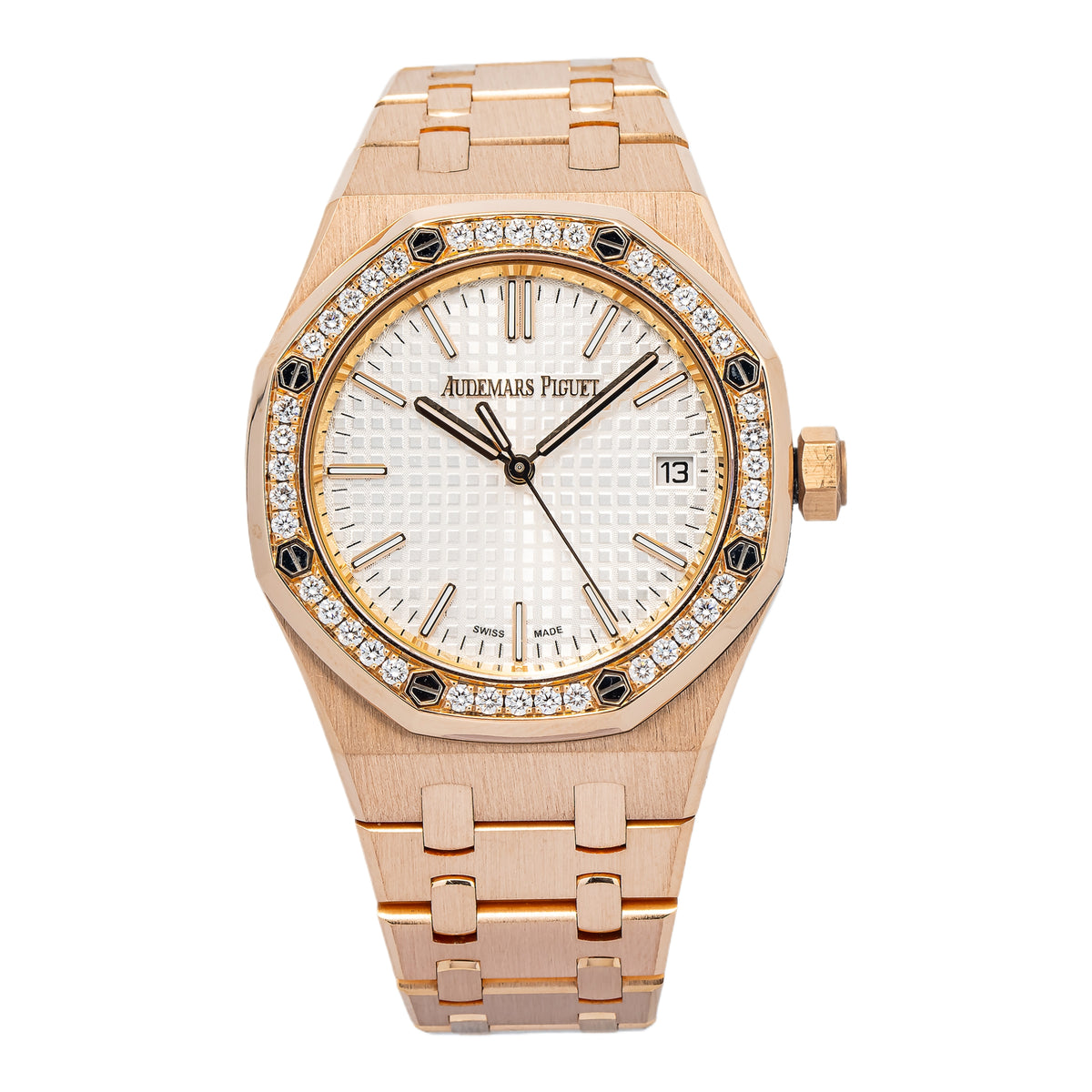 Audemars Piguet Royal Oak 15551OR Automatic 18k Rose Gold Silver Dial Watch 37mm