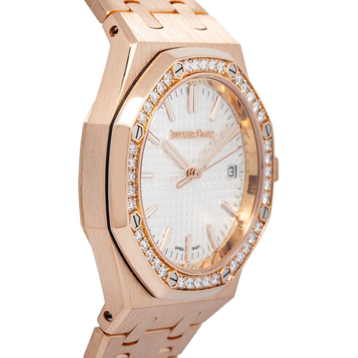 Audemars Piguet Royal Oak 15551OR Automatic 18k Rose Gold Silver Dial Watch 37mm