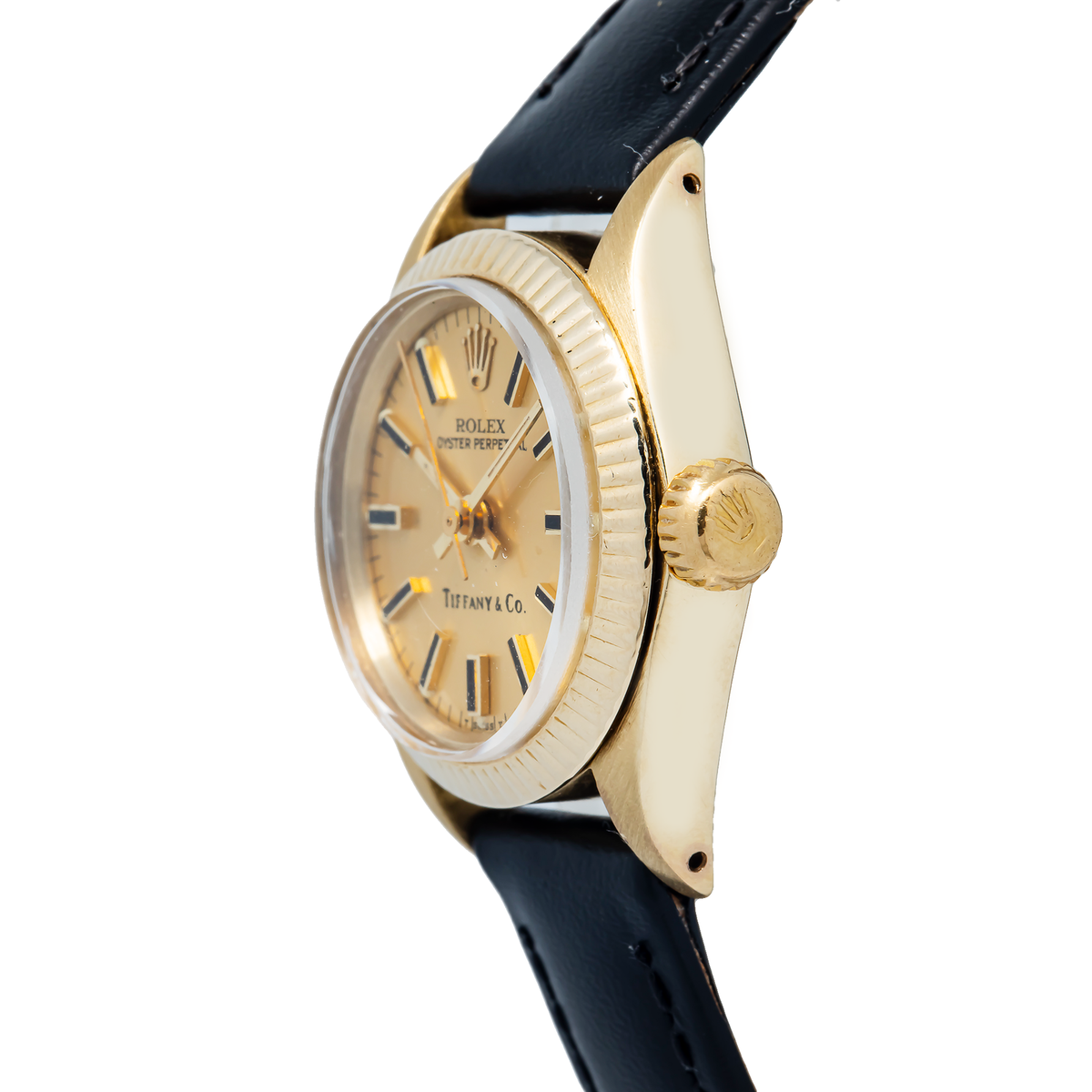 Rolex Oyster Perpetual 6719 Tiffany&Co 18k Champagne Dial women's watch 25mm