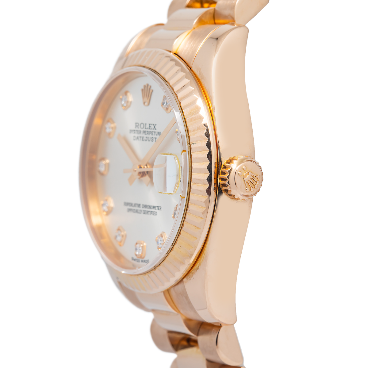 Rolex Datejust 178275 18k Rose Gold President Factory Silver DIamond Watch 31mm