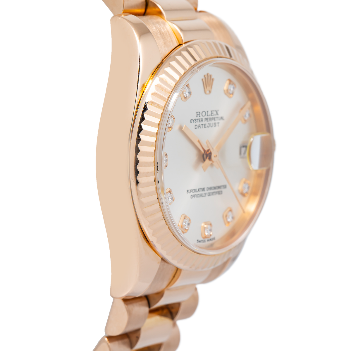 Rolex Datejust 178275 18k Rose Gold President Factory Silver DIamond Watch 31mm