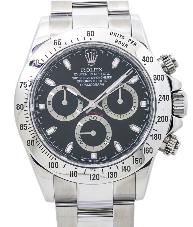 Rolex Daytona 116520 Auto Stainless Steel Rehaut Black Dial Men's Watch 40mm