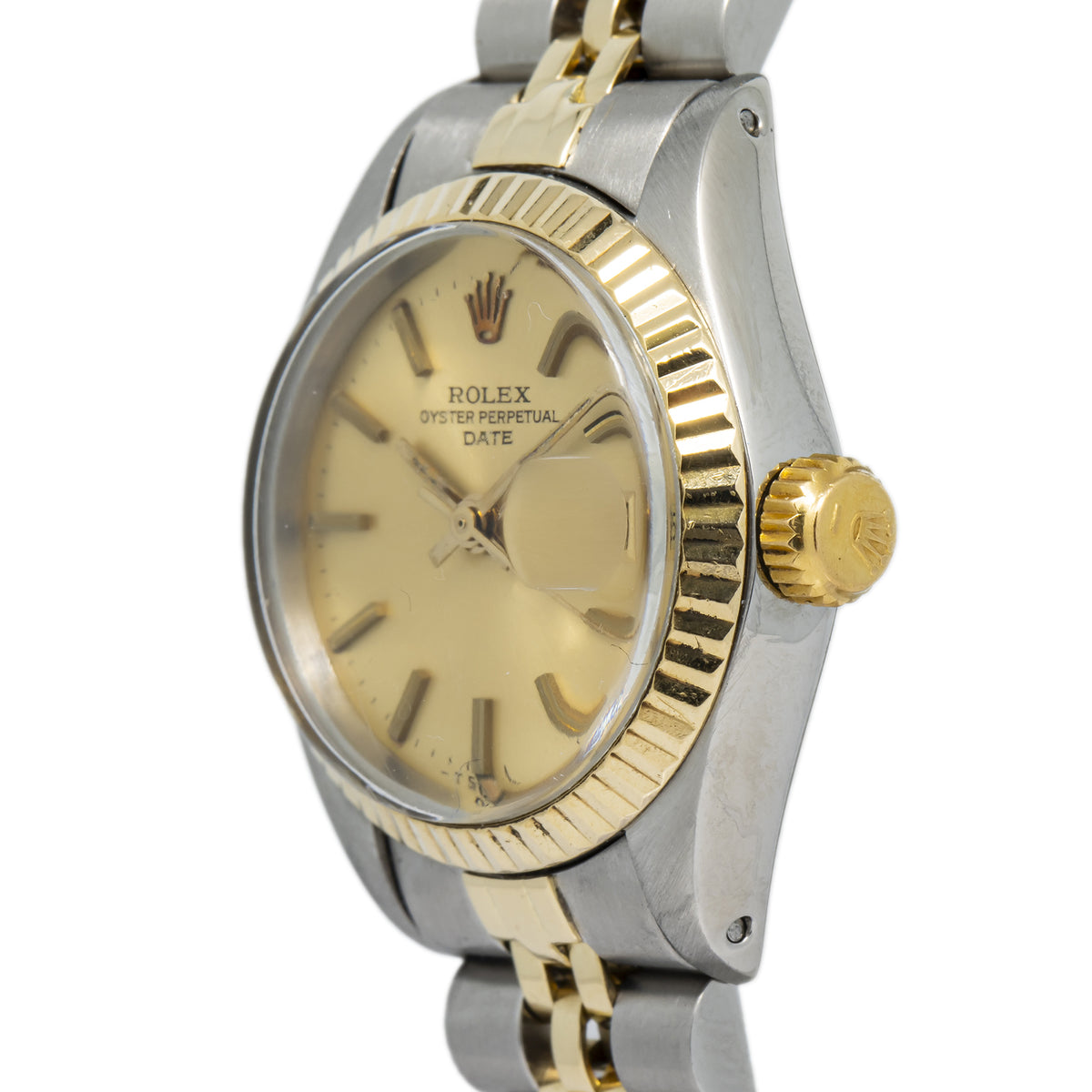 Rolex Date 6917 Two Tone Yellow Jubilee Auto Champagne Dial Ladies Watch 26mm