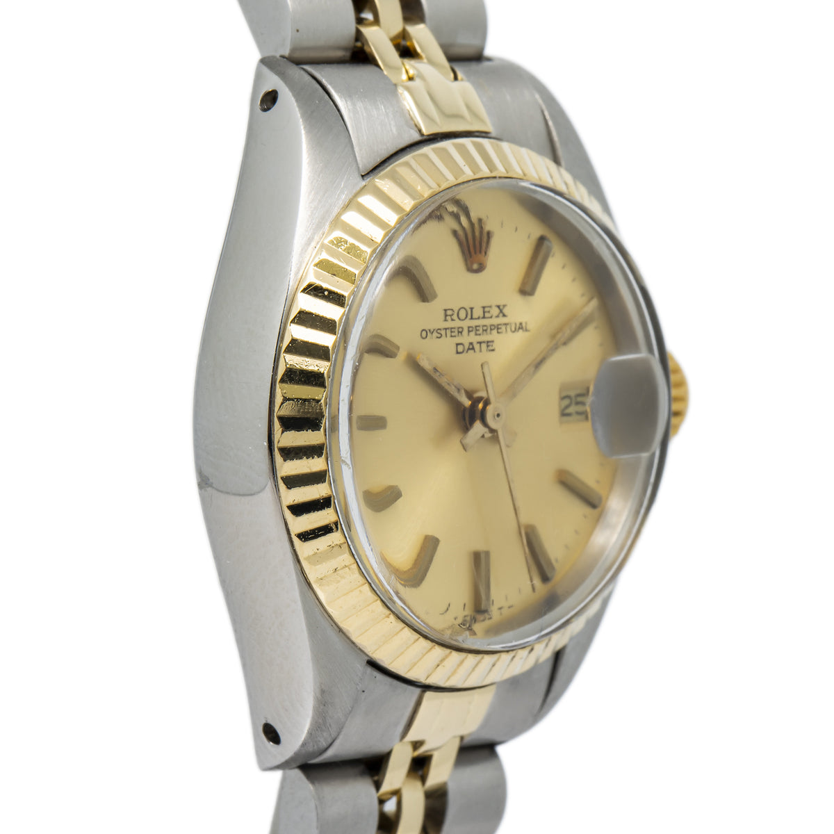 Rolex Date 6917 Two Tone Yellow Jubilee Auto Champagne Dial Ladies Watch 26mm