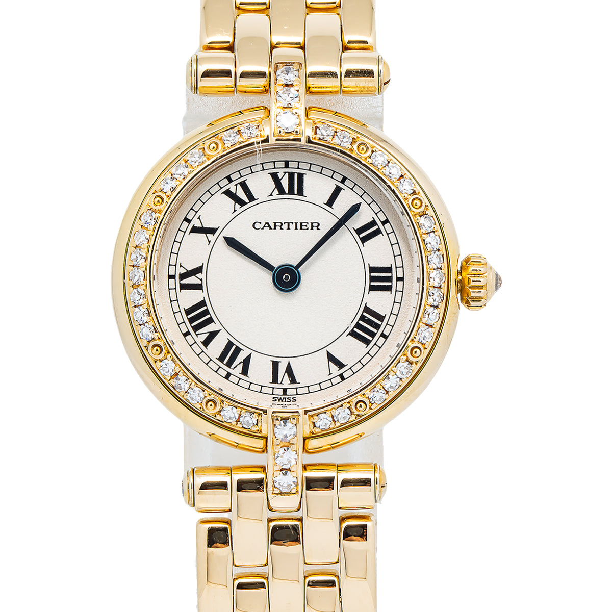 Cartier Panthere Round Vendome WF5030B9 18k YG Quartz Factory Diamond Bezel 24mm