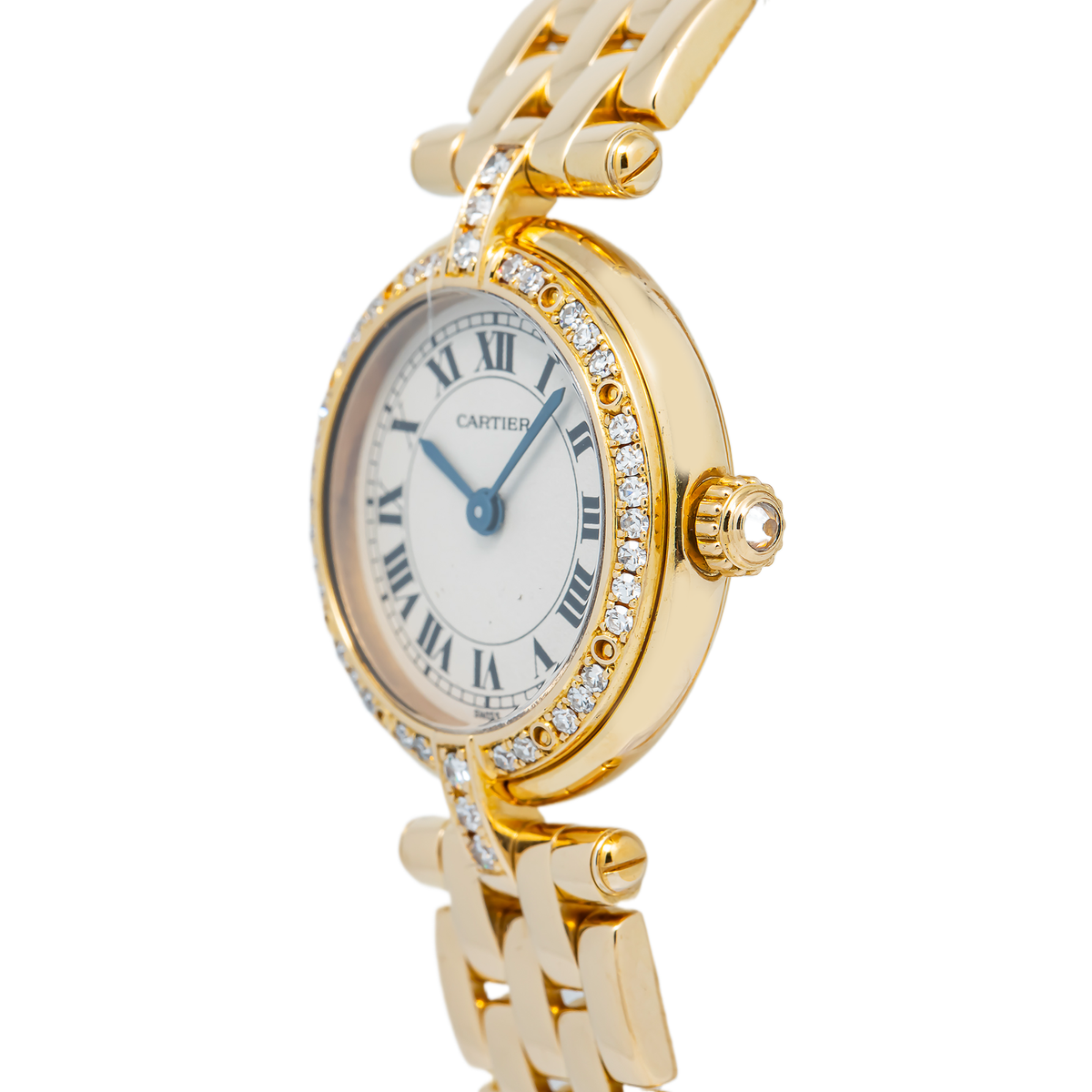 Cartier Panthere Round Vendome WF5030B9 18k YG Quartz Factory Diamond Bezel 24mm