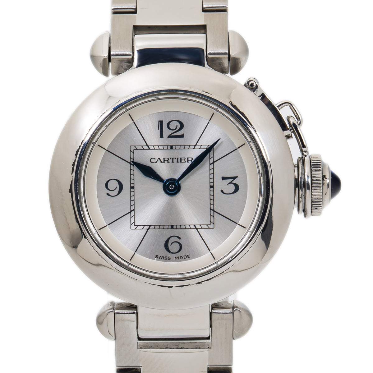 Cartier Miss Pasha W3140007 Stainless Steel Quartz Silver Dial Women'sWatch 27mm