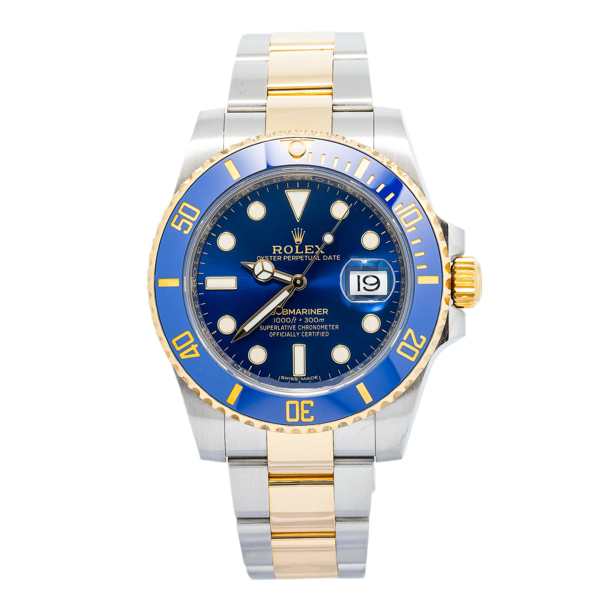 Rolex Submariner 116613LB 18k YG Two Tone Blue Dial Men's Watch 40mm
