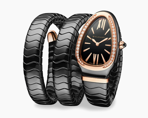 Bvlgari Serpenti SPC35BG 2025 Card Black Dial 18k RG Diamond Women 23mm