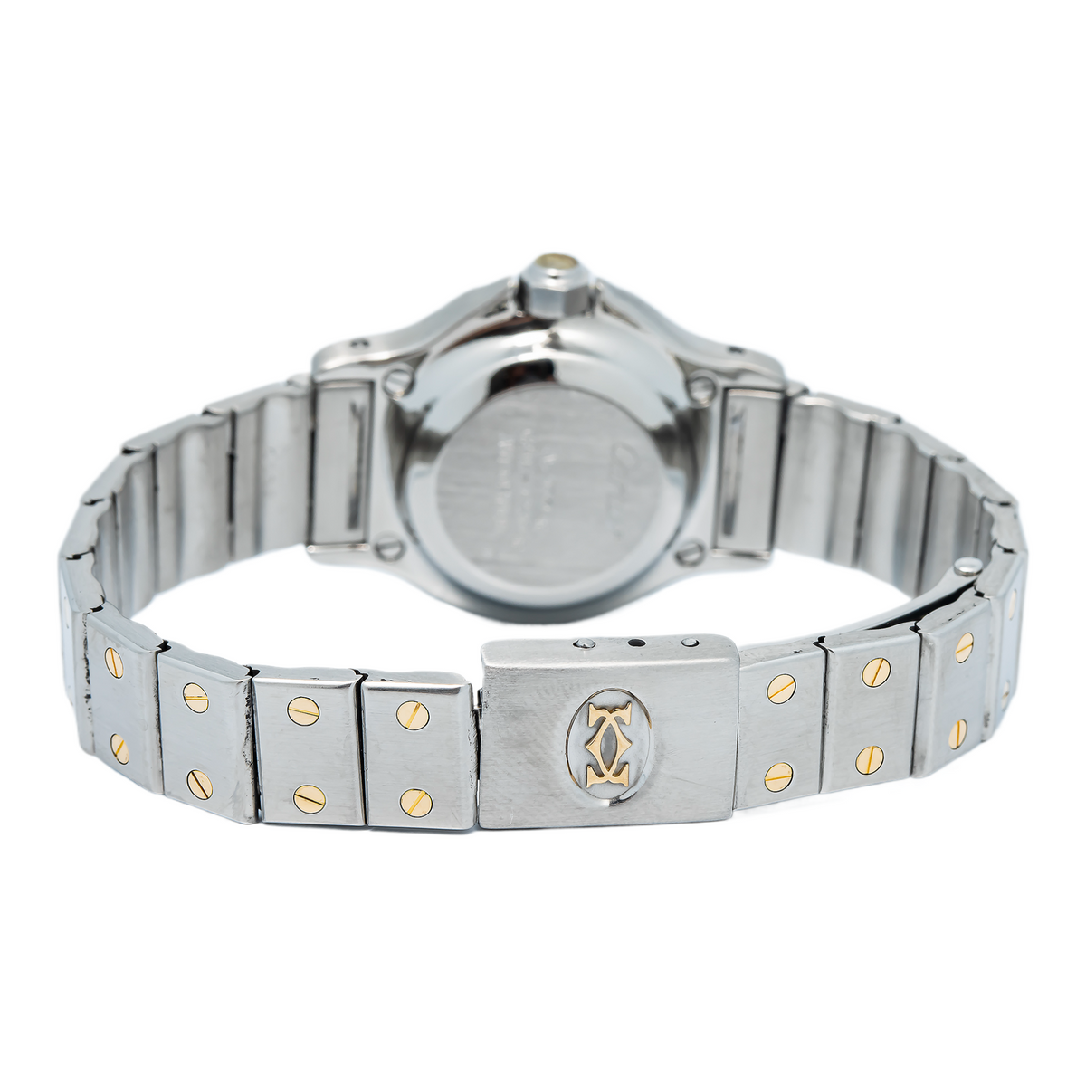 Cartier Santos Octagon 0907 Yellow Gold Two Tone White Dial Auto Lady Watch 24mm