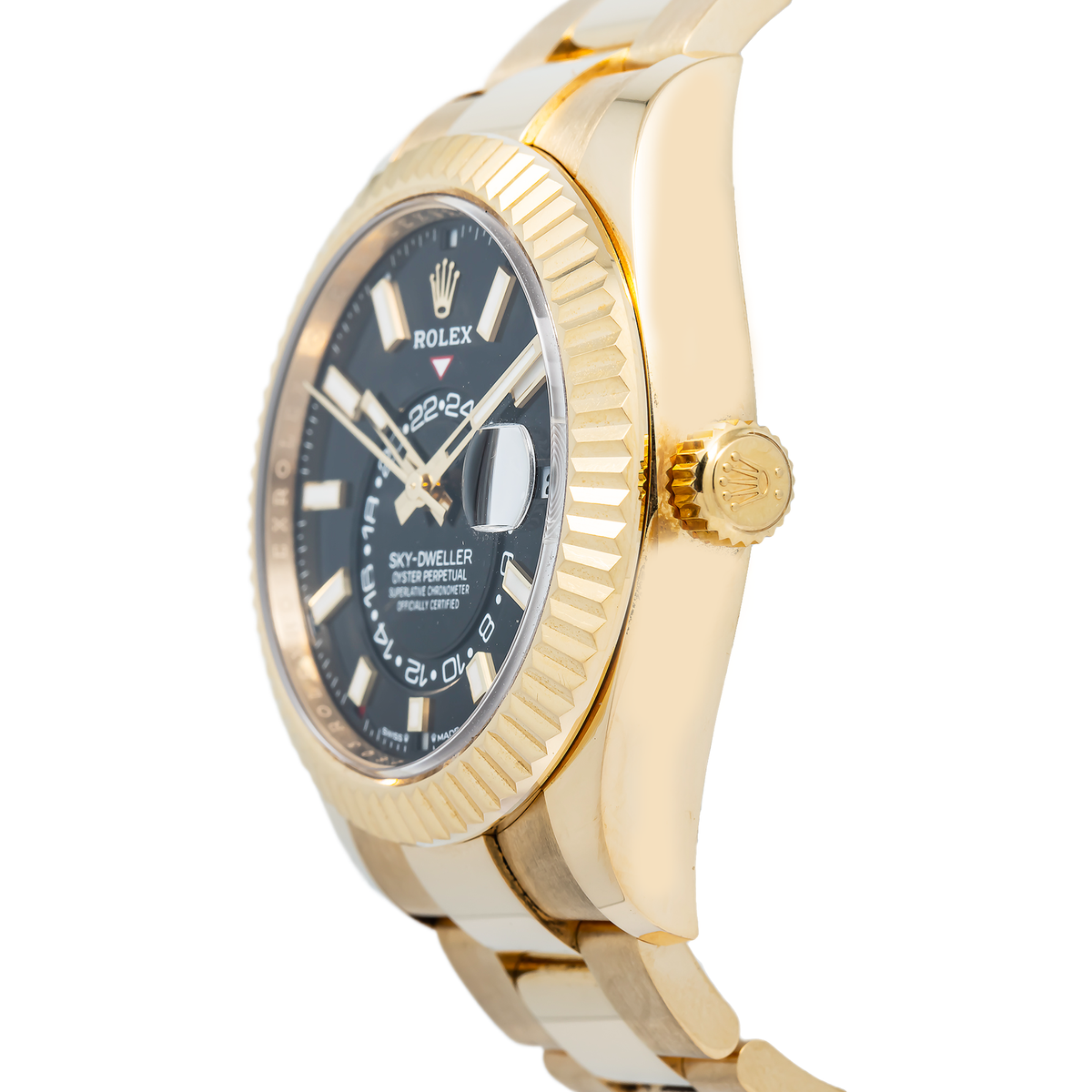 Rolex Sky-Dweller 336938 MINT 18k Yellow Gold Black Dial Men's Watch 42mm